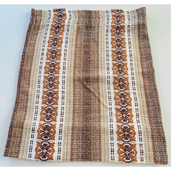 Vintage 80s curtain, beige, rust, brown stripes, groovy pattern, thick woven sin - Picture 8 of 10